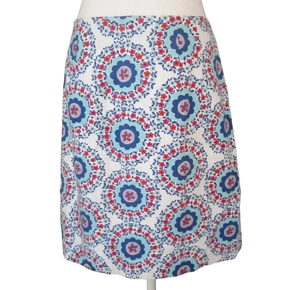 Talbot's‎ Knee Length Floral Medallion Print Cotton Side Zip Skirt Size 12 - Picture 3 of 6